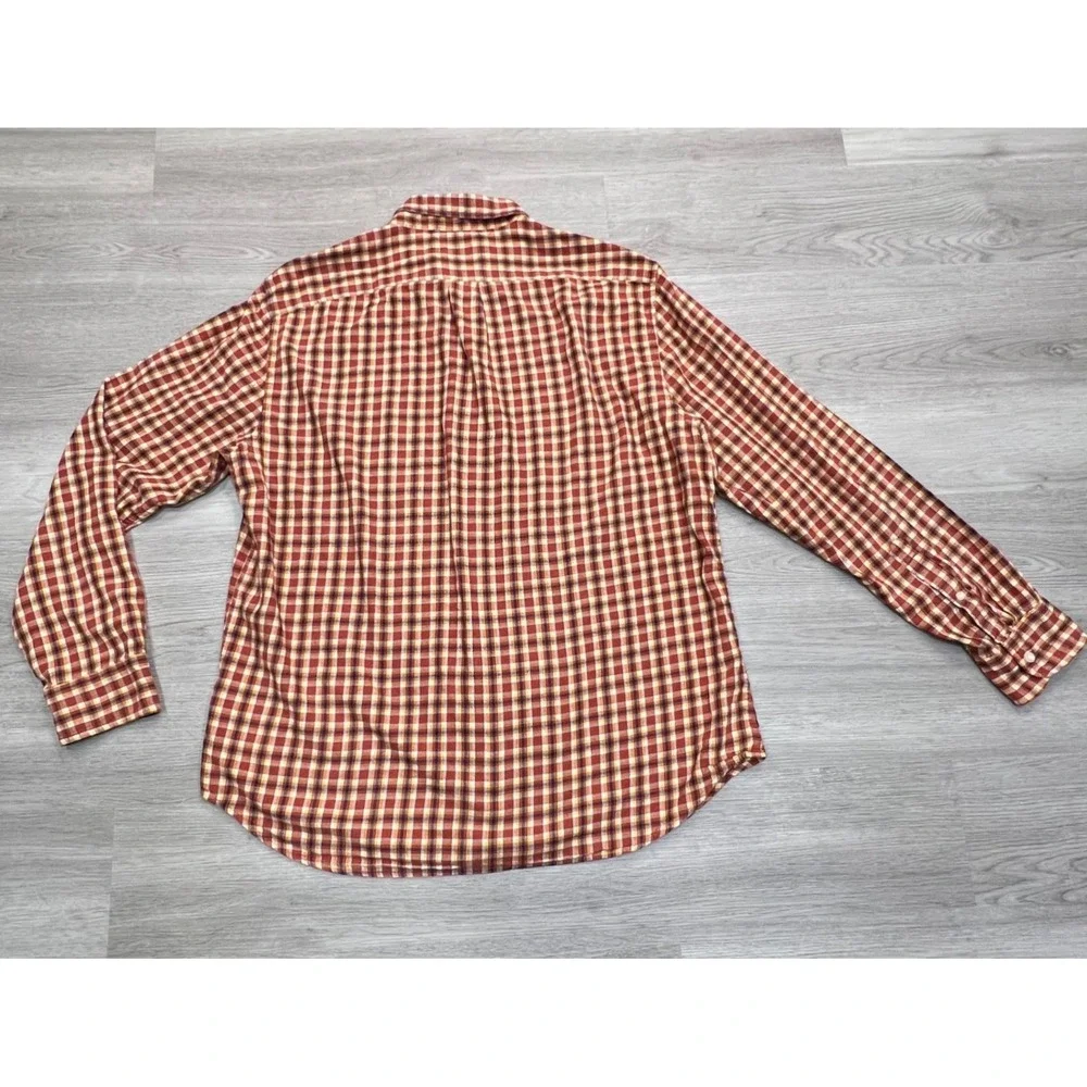 J Crew Brushed Twill Classic Fit Long Sleeve Button Up XL Red‎ Yellow Gingham